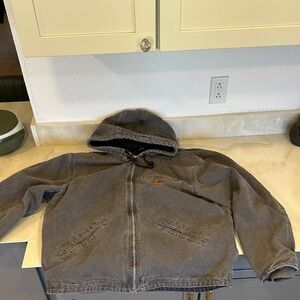 Vintage Carhartt XL Hooded Work Jacket in Washed Gray, in great shape
